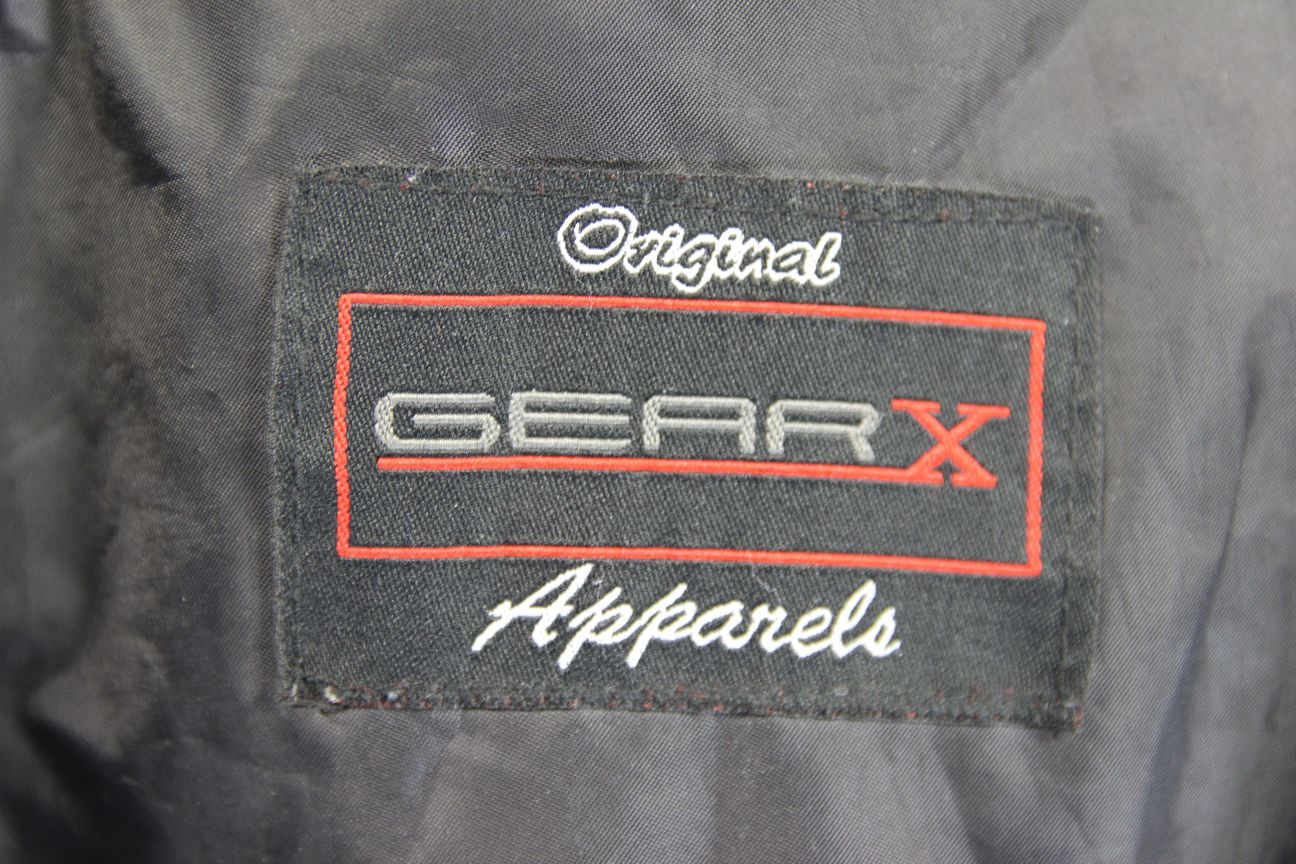 GEAR X BLACK LEATHER BIKER JACKET WITH SHOULDER & ELBOW CE ARMOUR 42-44 IN/LARGE