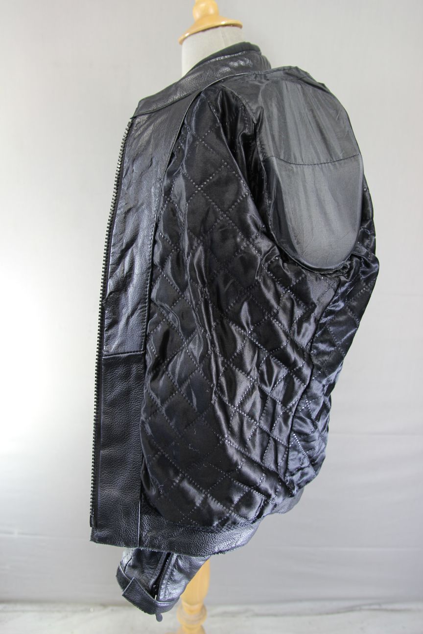 GEAR X BLACK LEATHER BIKER JACKET WITH SHOULDER & ELBOW CE ARMOUR 42-44 IN/LARGE
