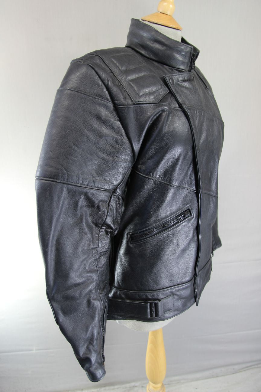 BRITISH MADE VINTAGE TT LEATHERS CLASSIC BLACK BIKER JACKET 36-38 INCH/SMALL
