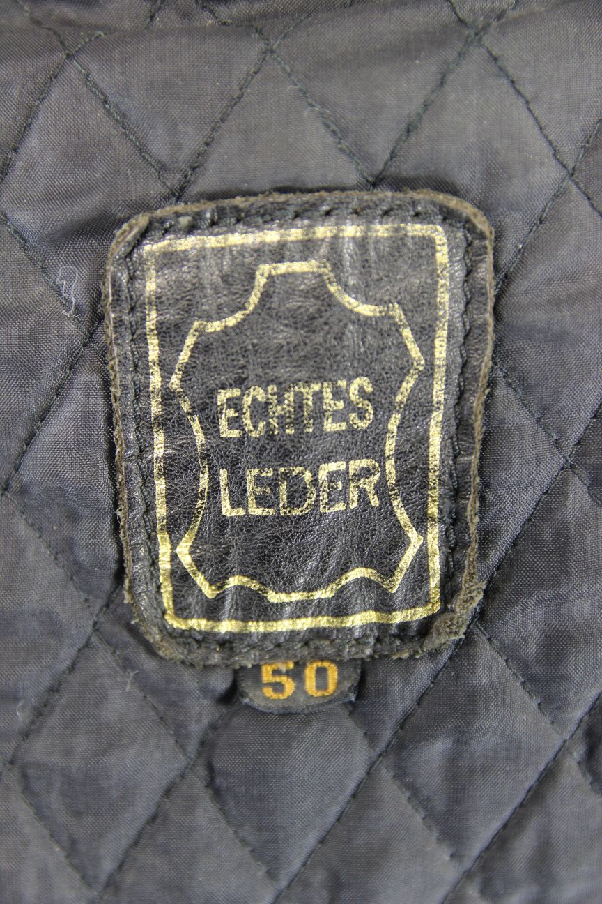CLASSIC BLACK LEATHER COTTON LINED BIKER JACKET 36-38 INCH