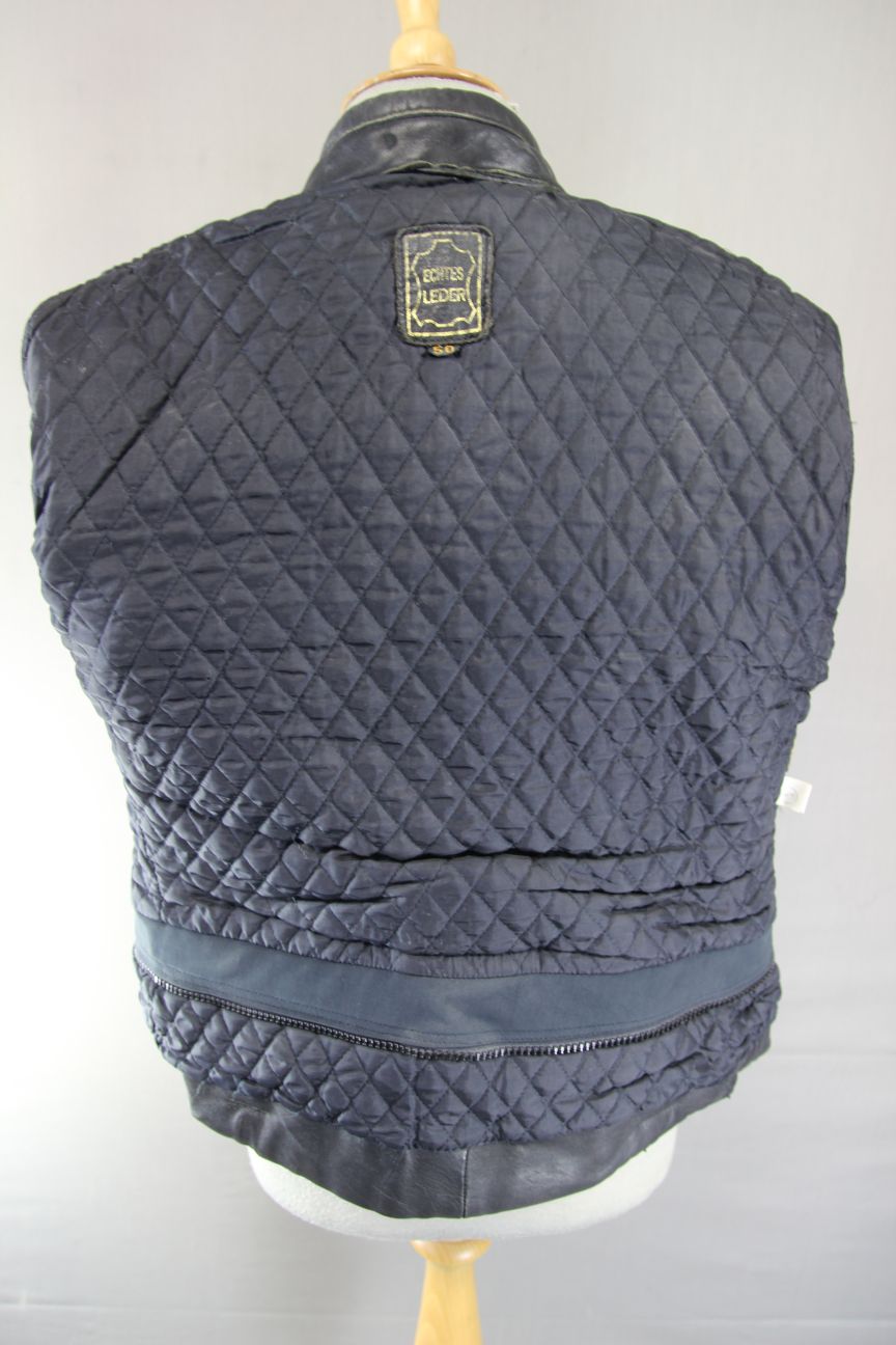 CLASSIC BLACK LEATHER COTTON LINED BIKER JACKET 36-38 INCH