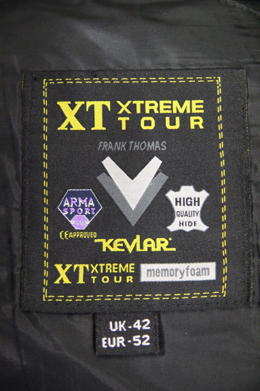 FRANK THOMAS XTREME SPORT BLACK, BLUE & SILVER LEATHER BIKER SUIT + ARMOUR 40 IN