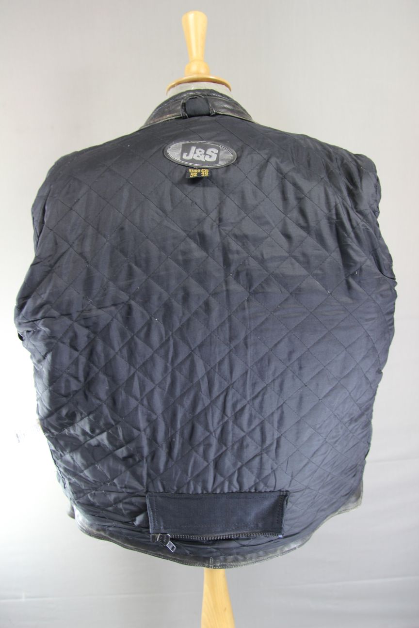 J&S CLASSIC BLACK LEATHER BIKER JACKET 44-46 INCH CHEST