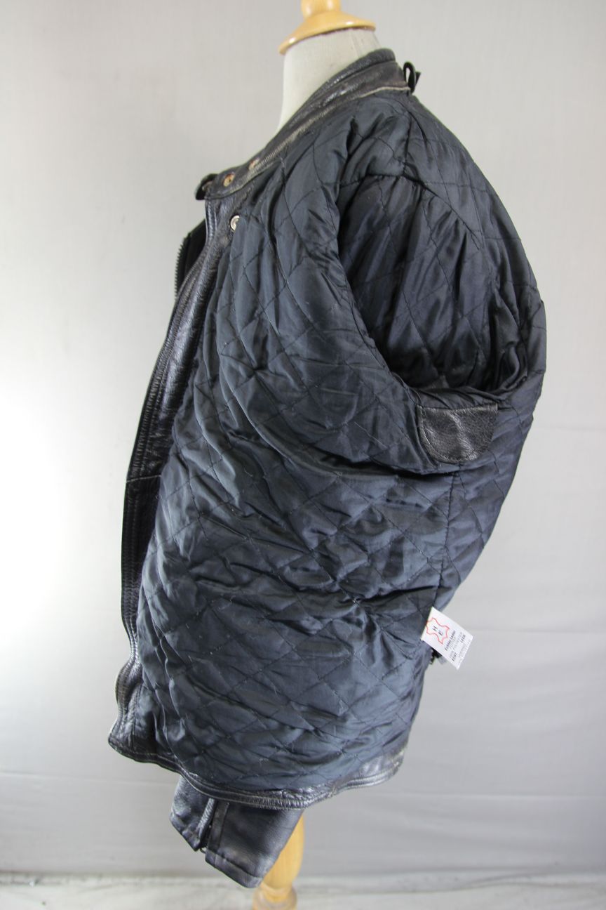 J&S CLASSIC BLACK LEATHER BIKER JACKET 44-46 INCH CHEST
