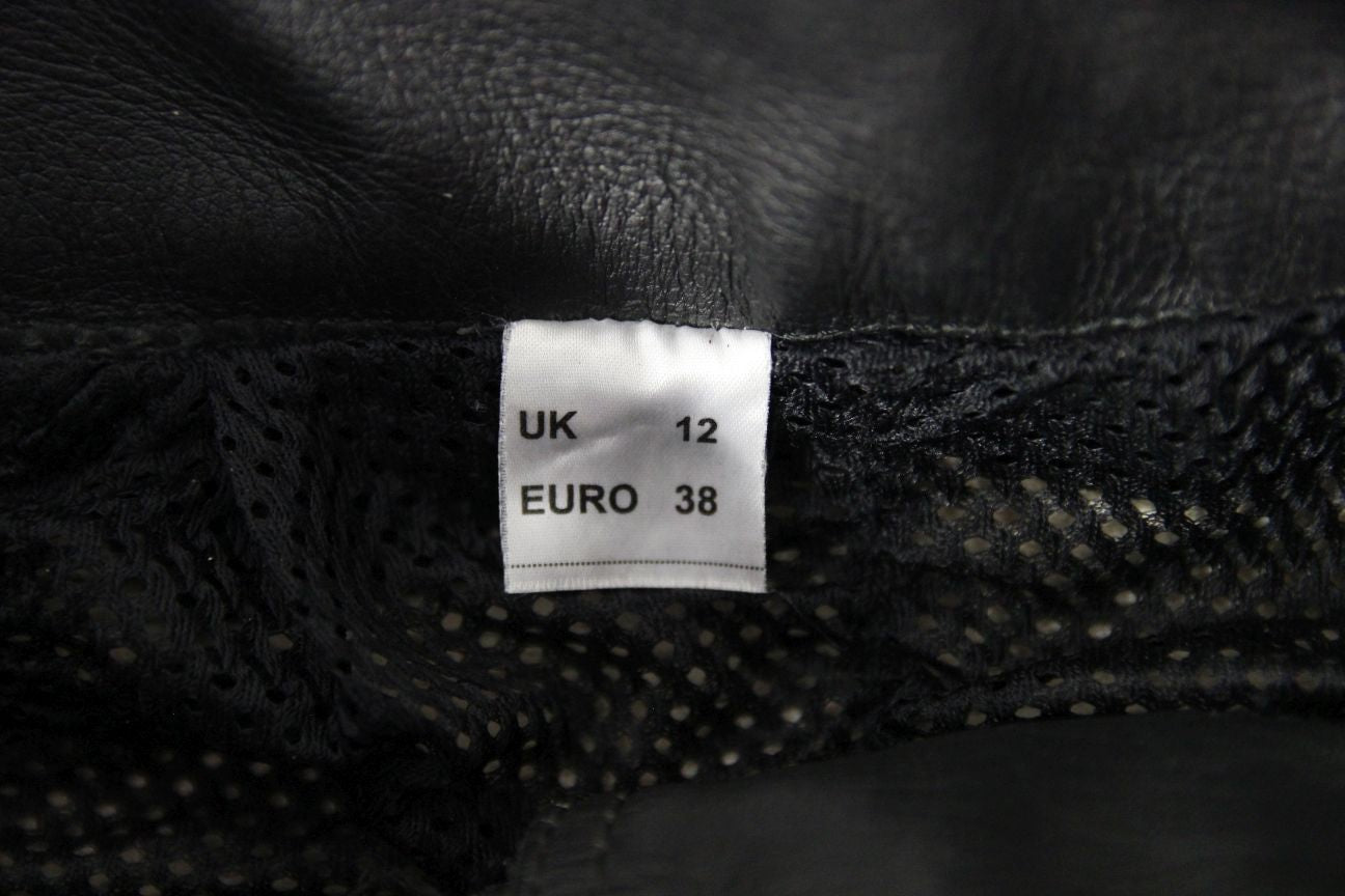 BUFFALO BLACK LEATHER BIKER TROUSERS + CE ARMOUR SIZE 12: WAIST 26 IN/LEG 29 IN