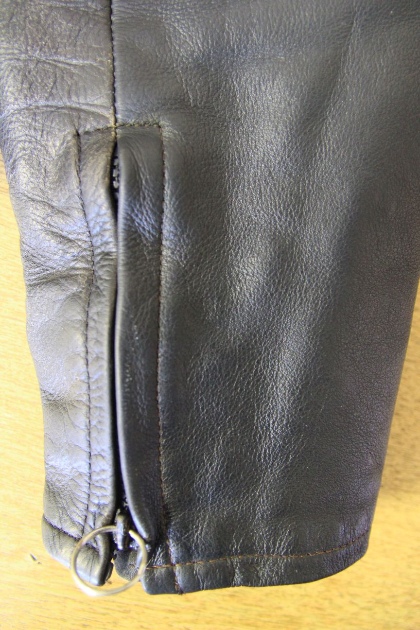 J&S CLASSIC BLACK LEATHER BIKER JACKET 44-46 INCH CHEST