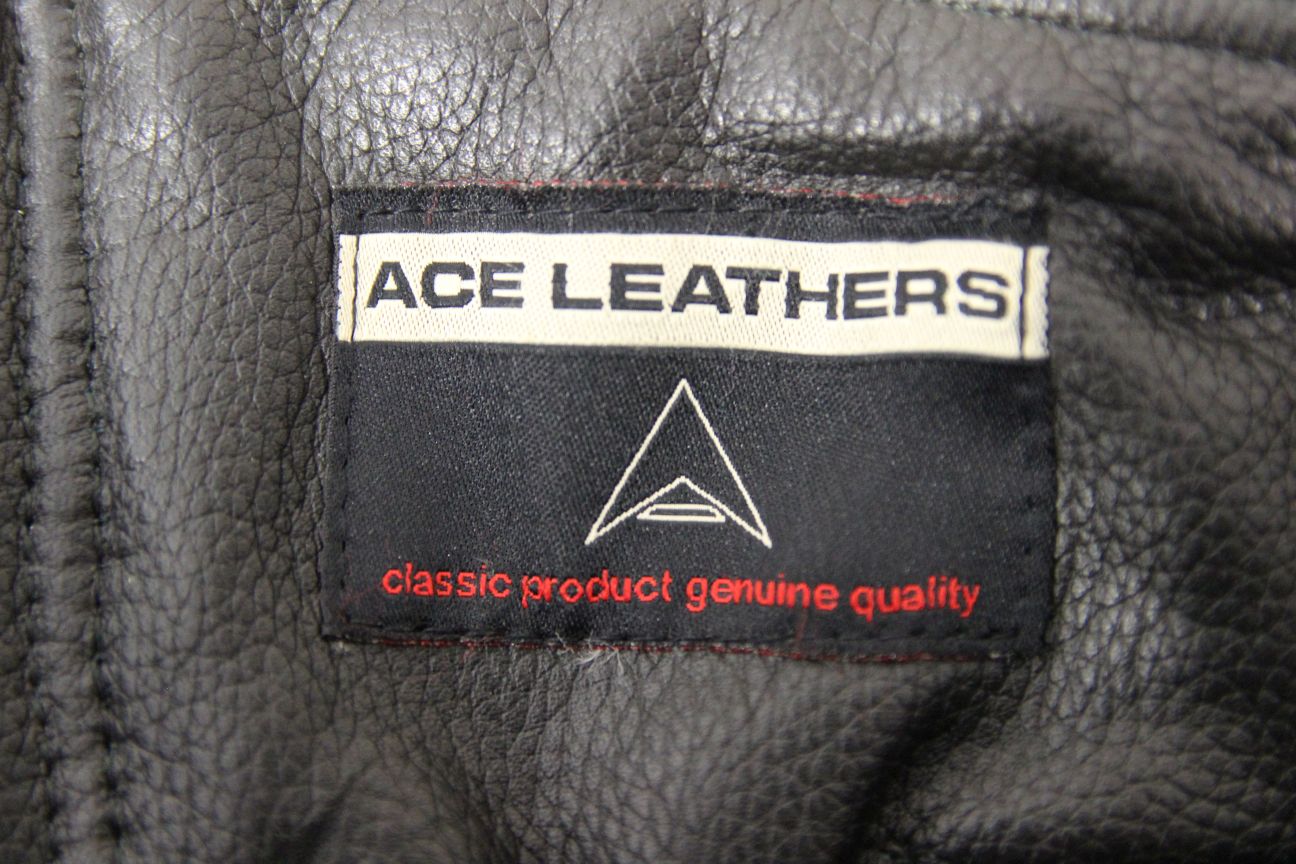 ACE LEATHERS WOMEN'S BLACK BIKER TROUSERS: WAIST 34 INCHES/INSIDE LEG 26 INCHES