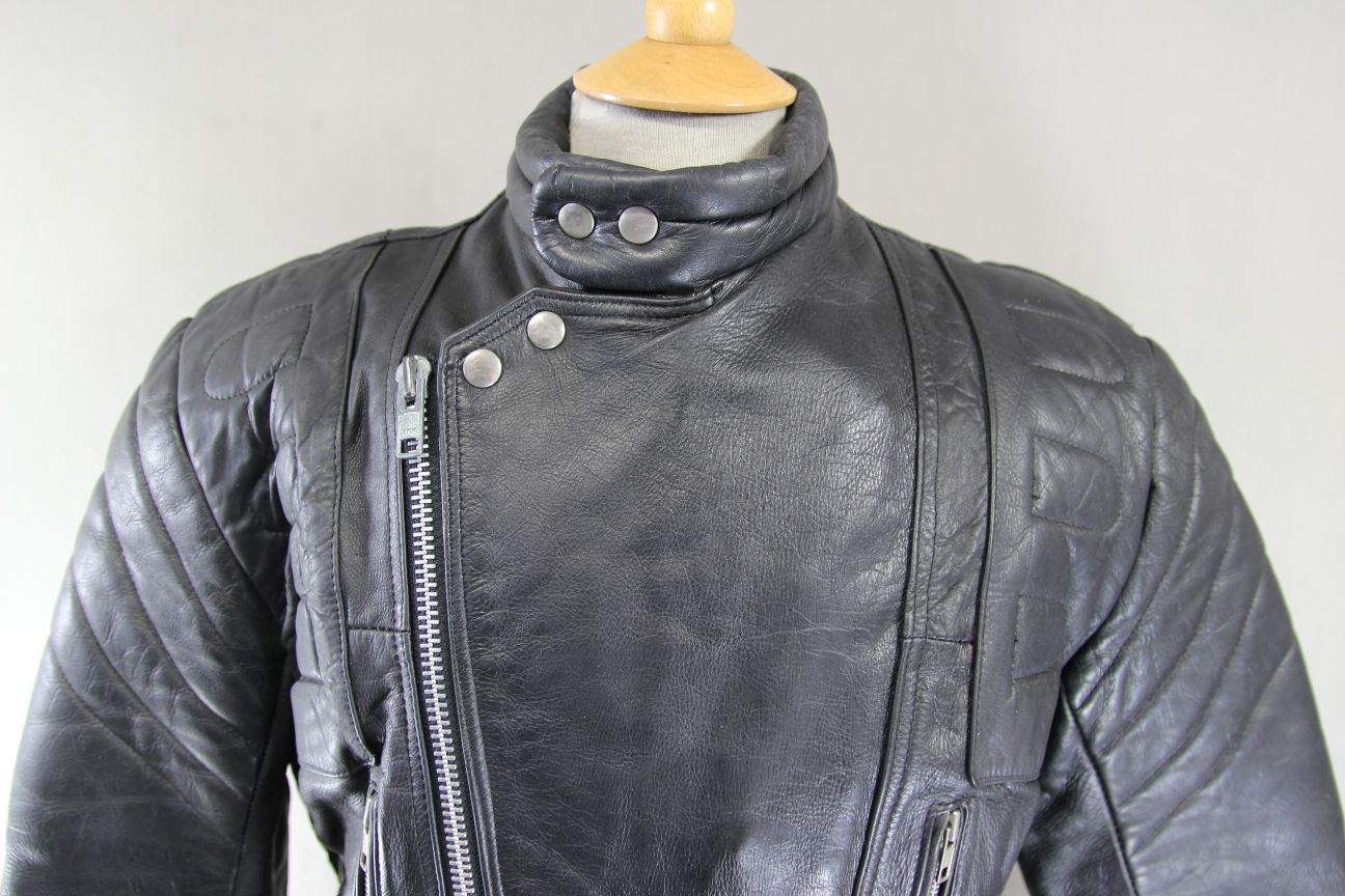 BLL CLASSIC BLACK COWHIDE LEATHER BIKER JACKET 42 INCH CHEST