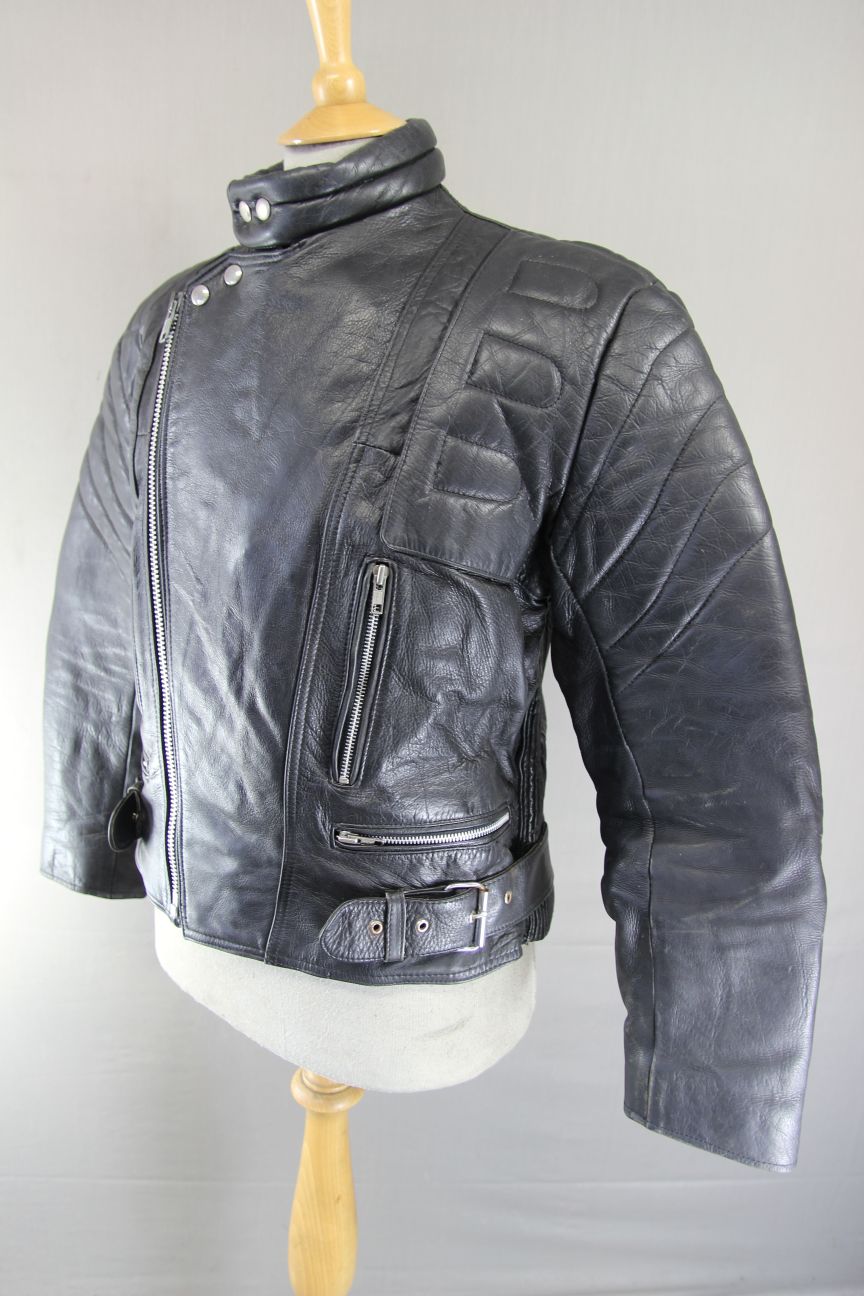 BLL CLASSIC BLACK COWHIDE LEATHER BIKER JACKET 42 INCH CHEST