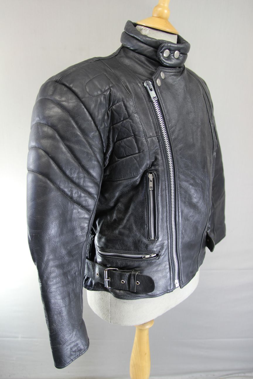 BLL CLASSIC BLACK COWHIDE LEATHER BIKER JACKET 42 INCH CHEST