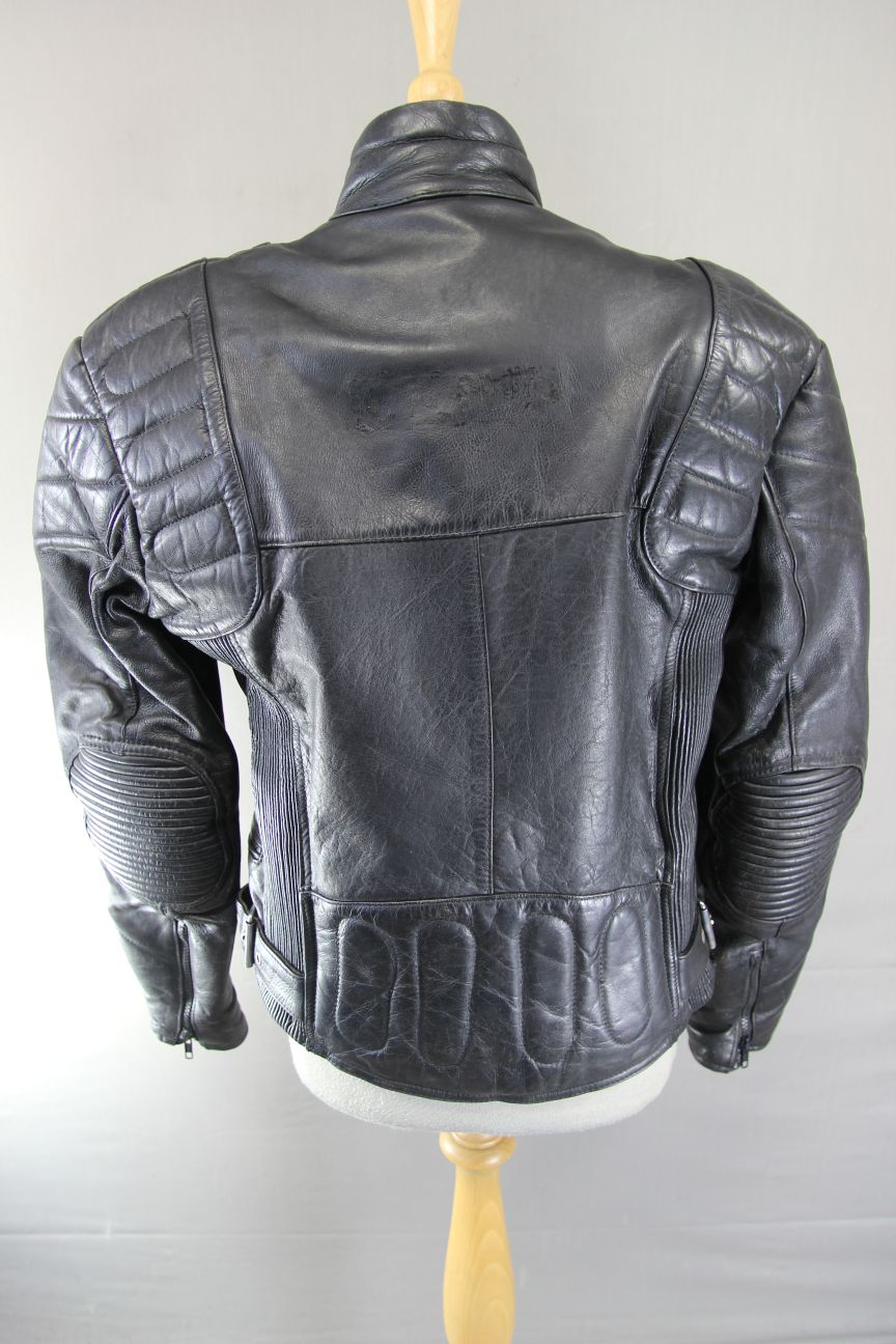 CLASSIC 20-20 BLACK LEATHER BIKER JACKET 38-40 INCH/MEDIUM
