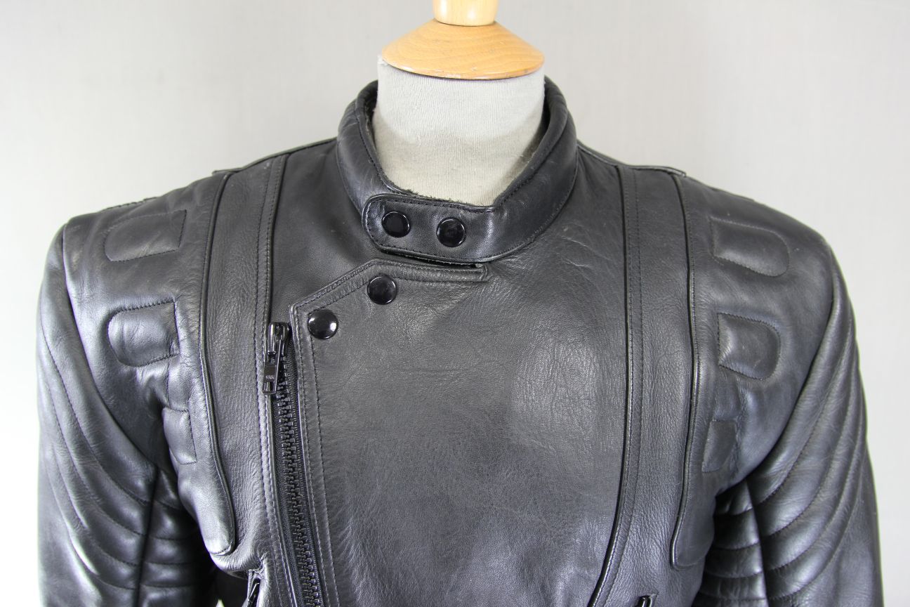 CLASSIC BLACK LEATHER BIKER JACKET 36-38 INCH