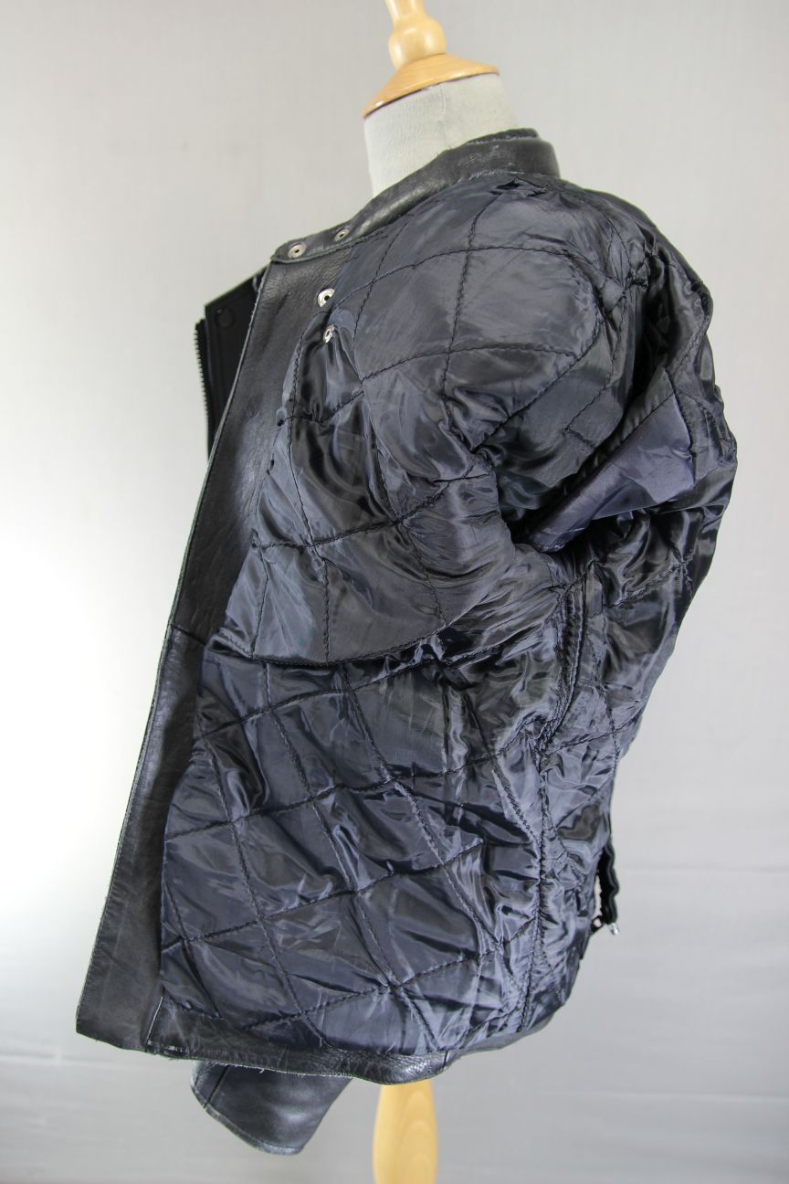 CLASSIC BLACK LEATHER BIKER JACKET 36-38 INCH