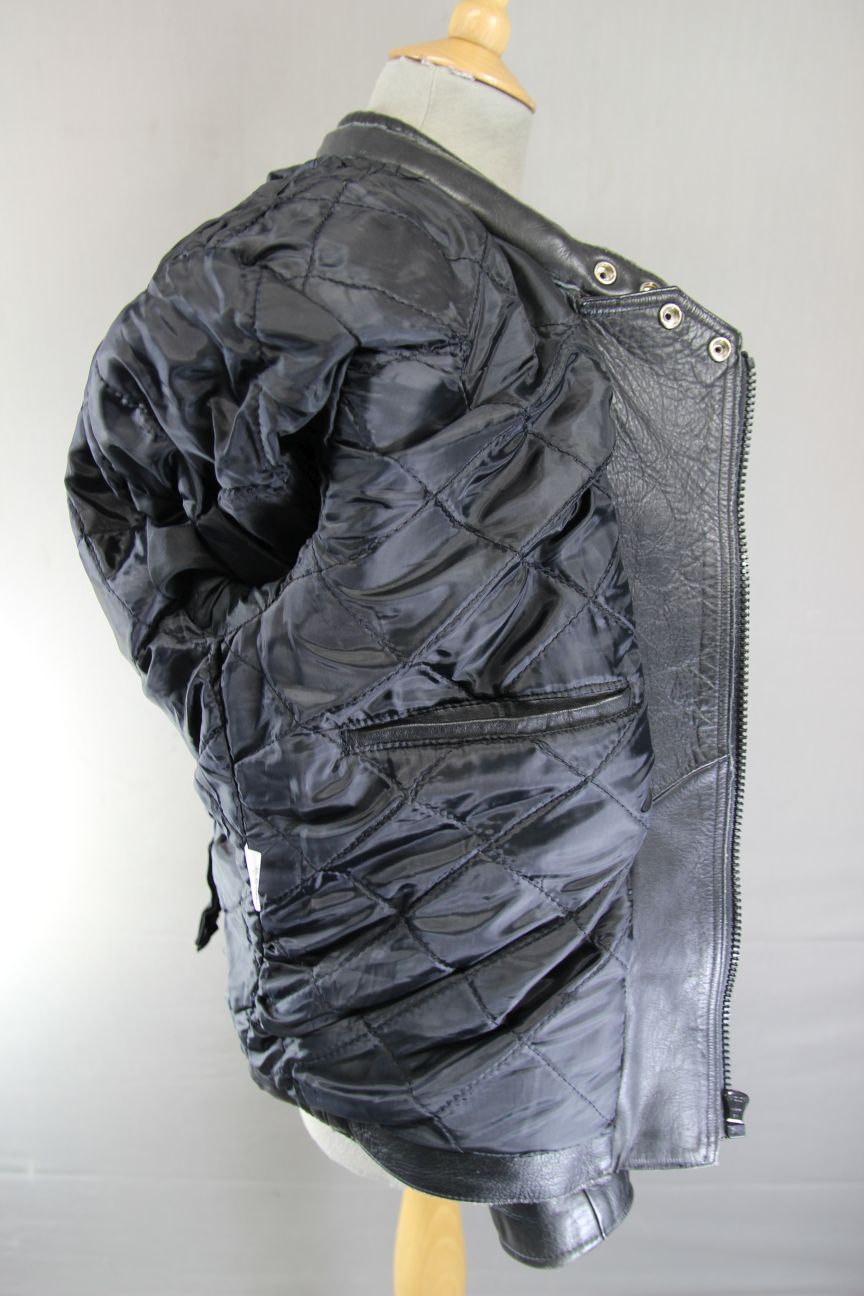 CLASSIC BLACK LEATHER BIKER JACKET 36-38 INCH