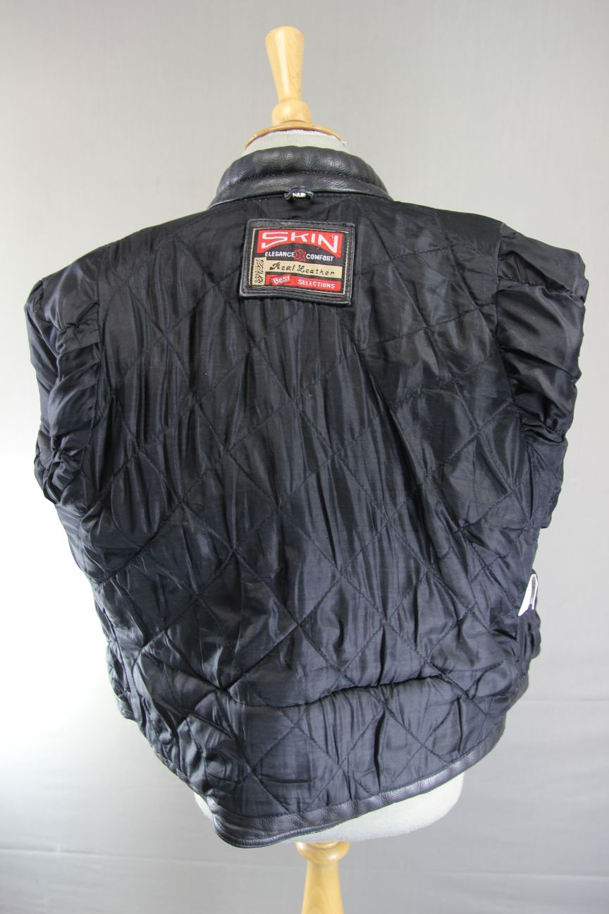 CLASSIC SKIN BLACK COWHIDE LEATHER LADIES BIKER JACKET 40 INCH CHEST/XL