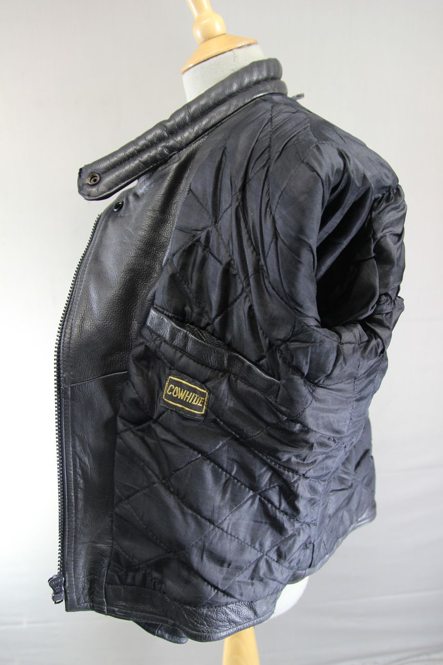 CLASSIC SKIN BLACK COWHIDE LEATHER LADIES BIKER JACKET 40 INCH CHEST/XL