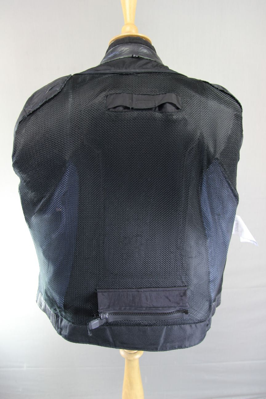 CASTOR 'BLACK CHASER' BLACK, BLUE & GREY LEATHER BIKER JACKET 42 INCH