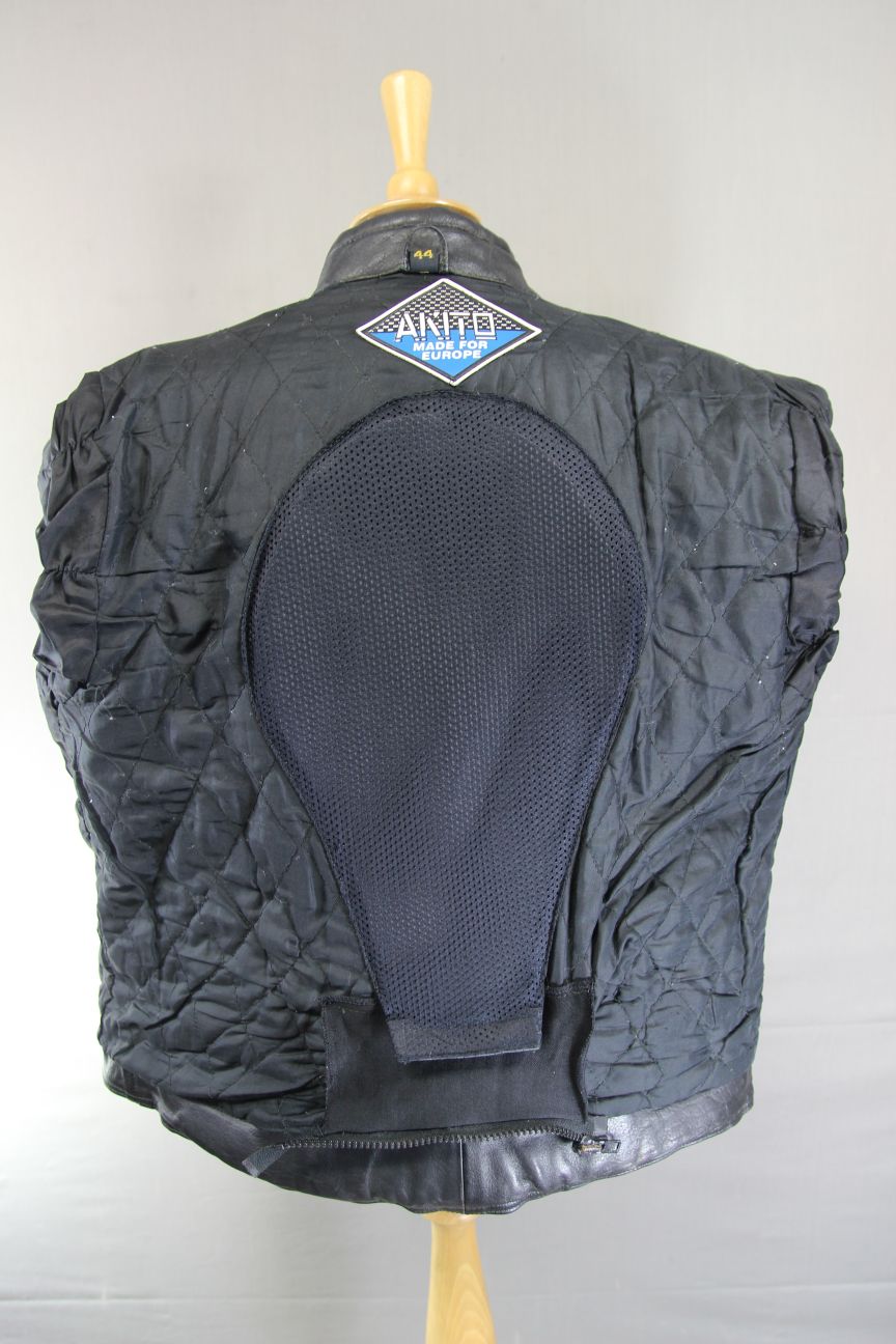 AKITO CLASSIC BLACK LEATHER BIKER JACKET WITH BACK PROTECTOR 44-46 INCH CHEST