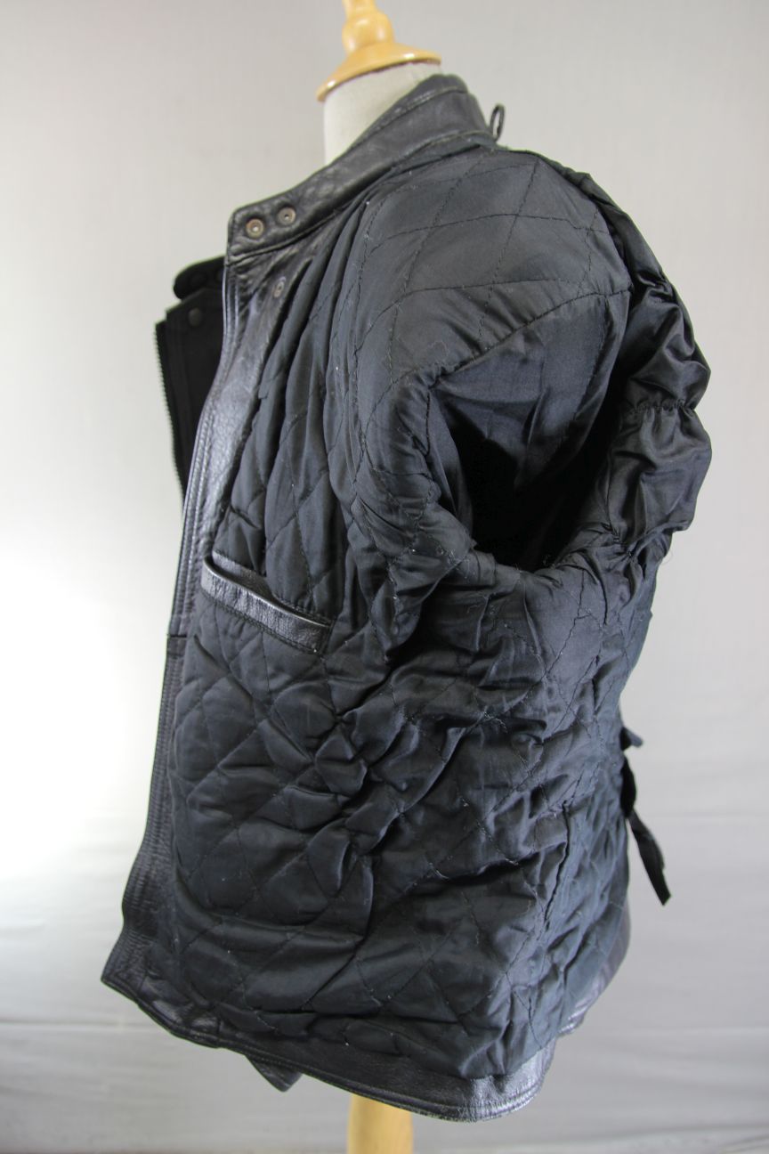 AKITO CLASSIC BLACK LEATHER BIKER JACKET WITH BACK PROTECTOR 44-46 INCH CHEST