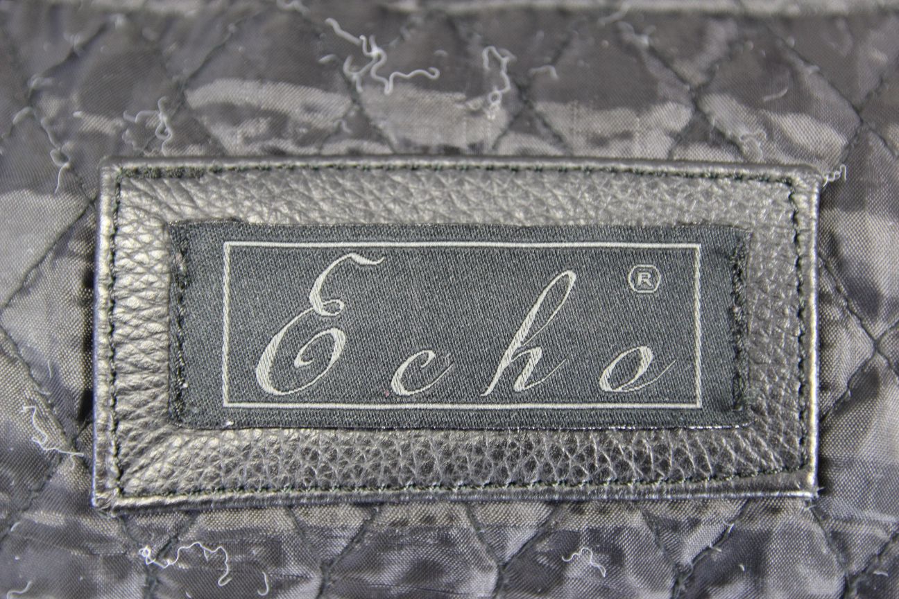 ECHO BLACK, BLUE & SILVER LEATHER BIKER JACKET + PROTECTORS & THERMAL LINING 48"