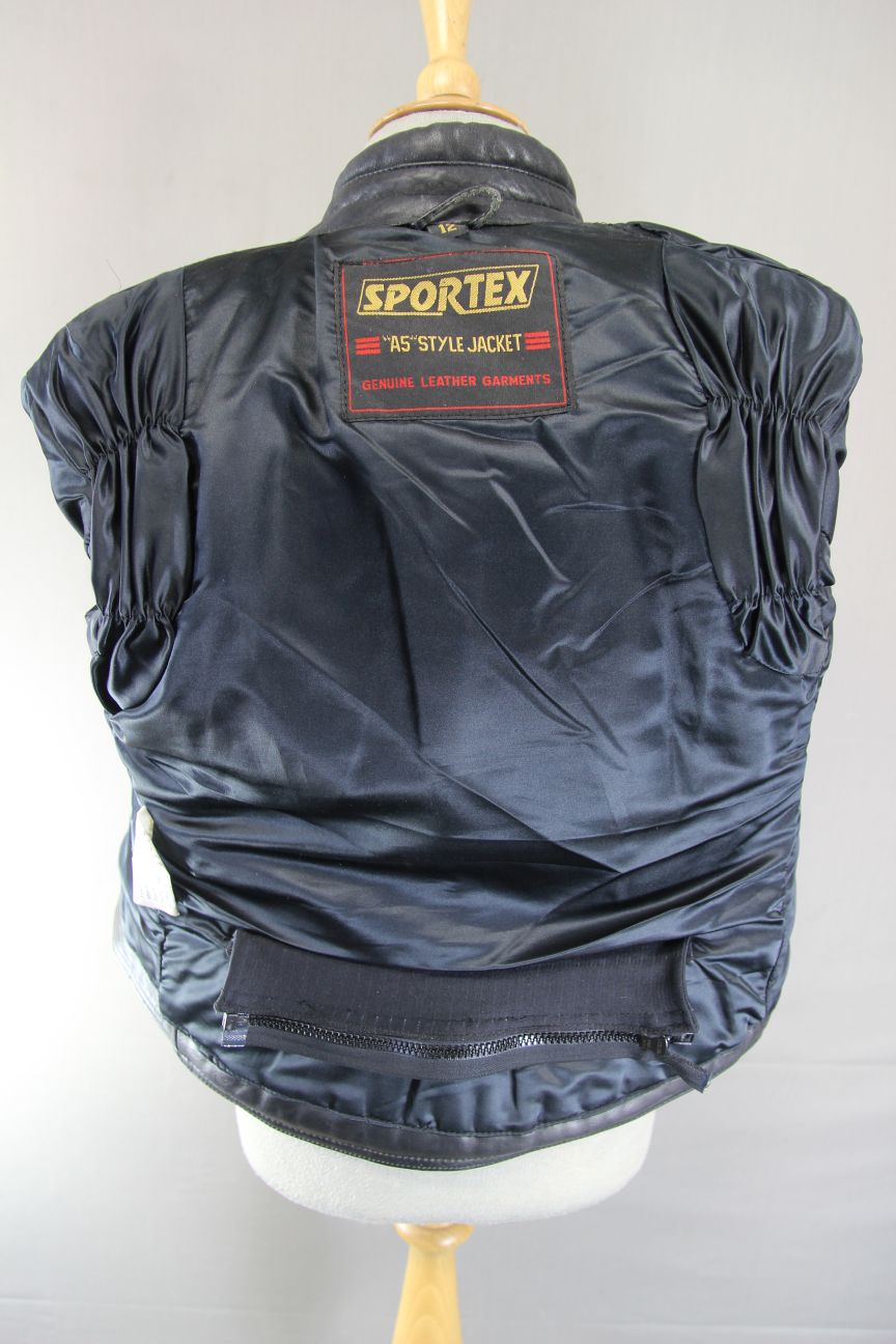 CLASSIC SPORTEX A5 BLACK LEATHER BIKER JACKET: SIZE 12/34 INCH CHEST