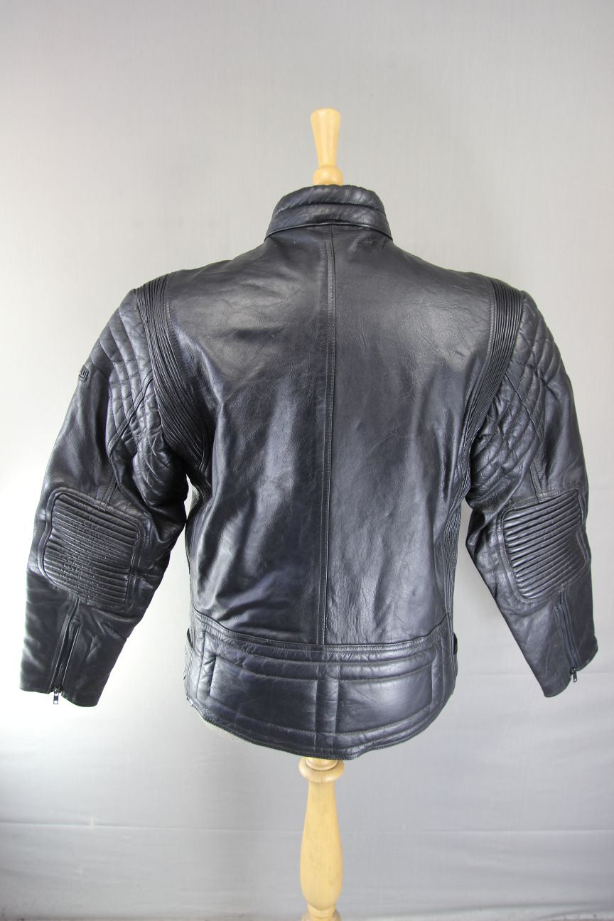 CLASSIC BLACK LEATHER BIKER JACKET 40 INCH CHEST/MEDIUM