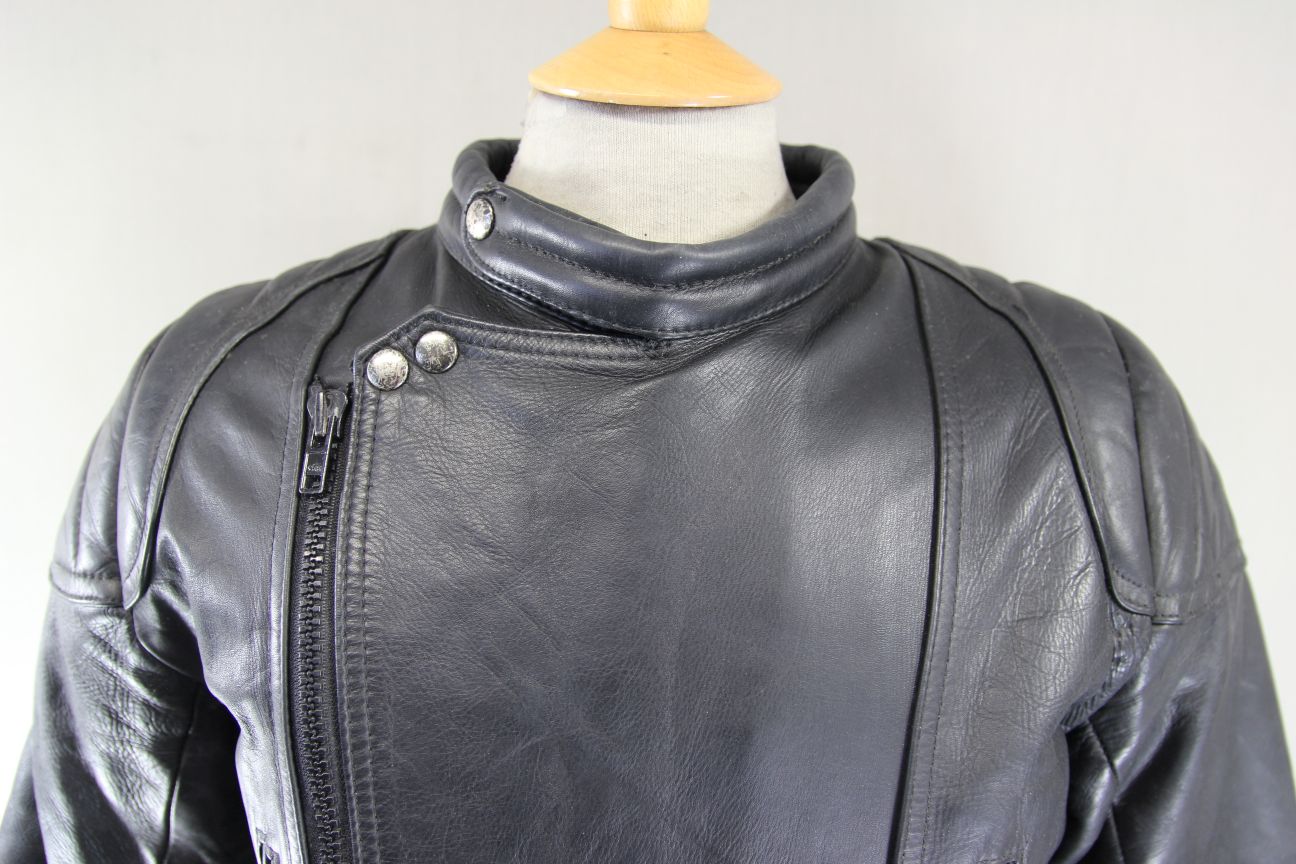 CLASSIC BLACK LEATHER BIKER JACKET 36-38 INCH CHEST/SMALL TO MEDIUM