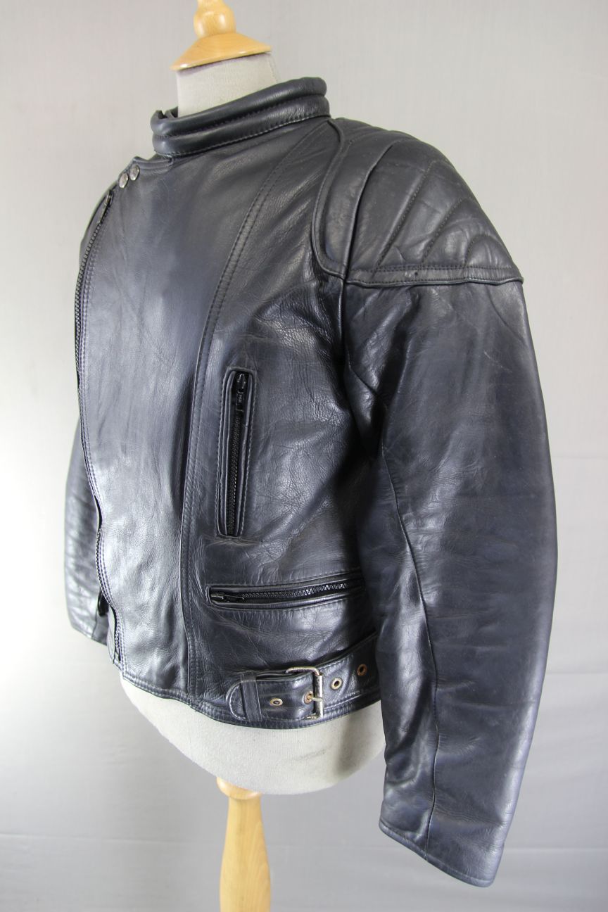 CLASSIC BLACK LEATHER BIKER JACKET 36-38 INCH CHEST/SMALL TO MEDIUM