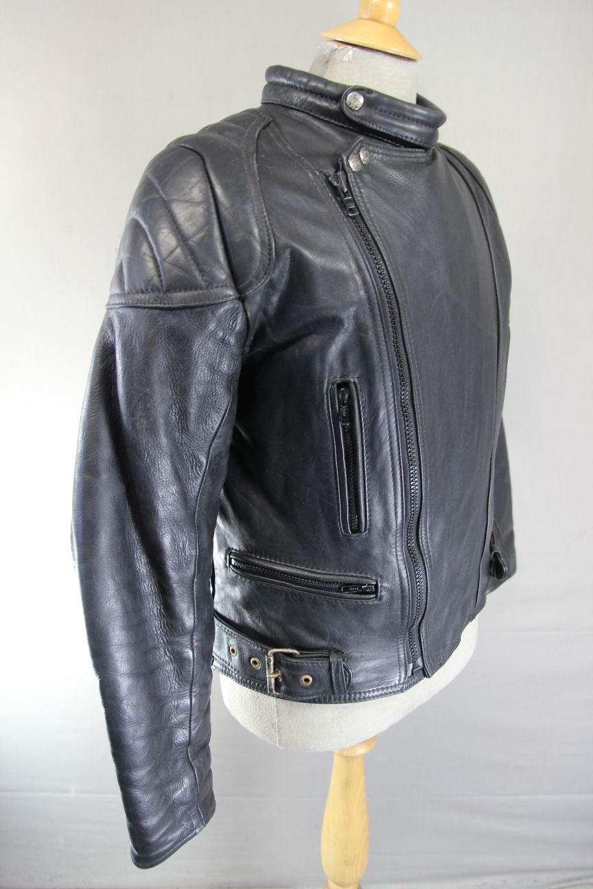 CLASSIC BLACK LEATHER BIKER JACKET 36-38 INCH CHEST/SMALL TO MEDIUM