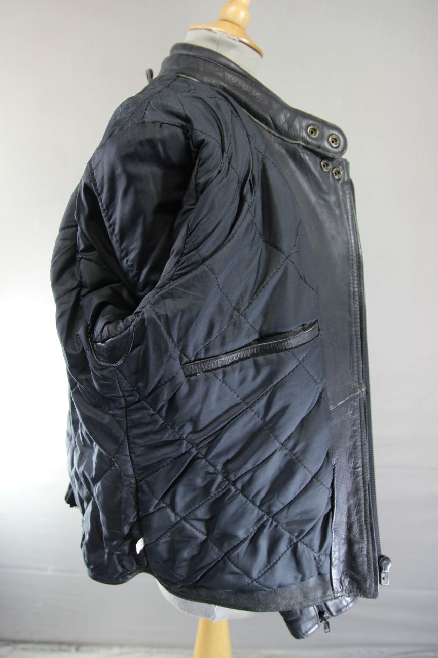 CLASSIC AKITO T-FORCE PLUS BLACK LEATHER BIKER JACKET 36-38 INCH CHEST