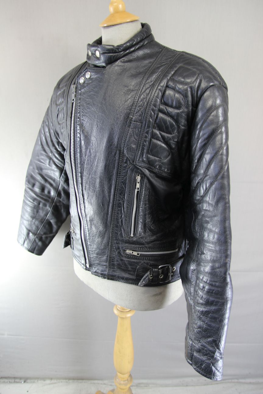 CLASSIC NICE BLACK LEATHER BIKER JACKET 40-42 INCH CHEST