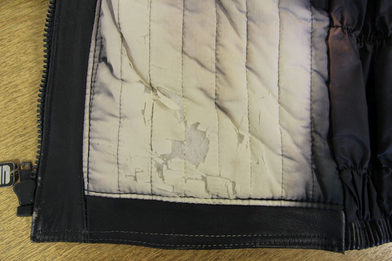CLASSIC BLUE & GREY STEIN LEATHERS BIKER JACKET: SIZE 12