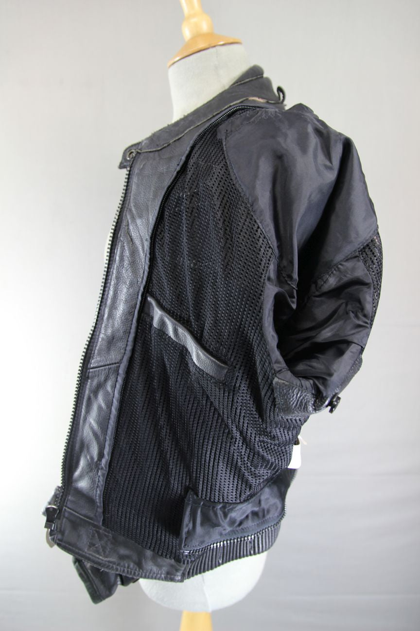 RICHA FORZA 2000 BLACK LEATHER BIKER JACKET: SIZE 12
