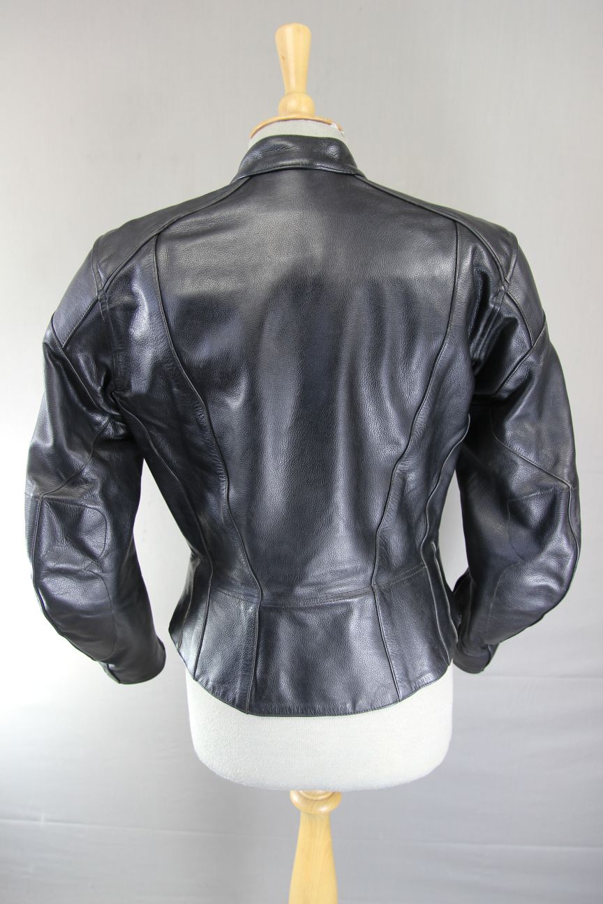 HEIN GERICKE BLACK LEATHER & TEXTILE BIKER JACKET + CE ARMOUR SIZE 12 34-36 INCH