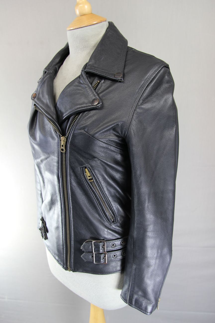 BIKERS PARADISE ELITE PATROL RETRO 1970'S PUNK ROCK STYLE LEATHER JACKET SIZE 10