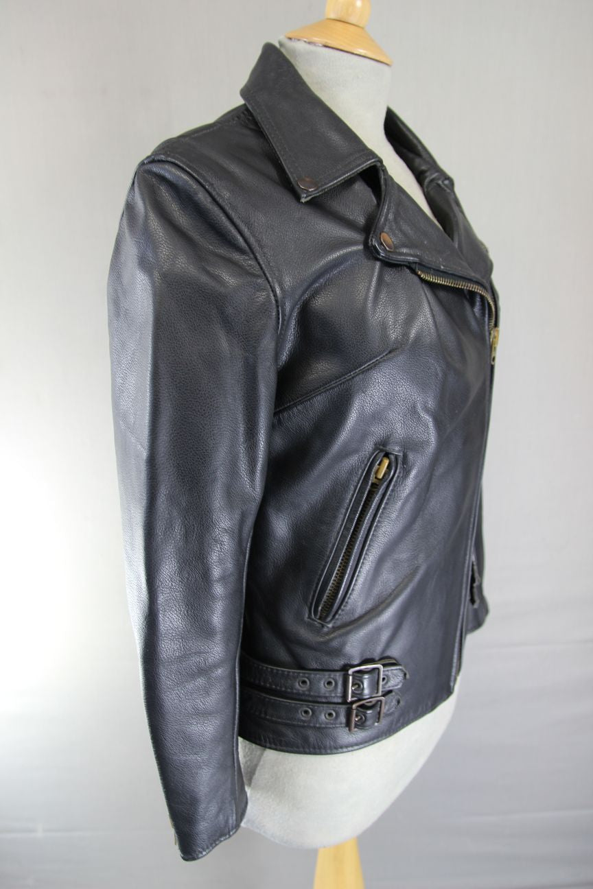 BIKERS PARADISE ELITE PATROL RETRO 1970'S PUNK ROCK STYLE LEATHER JACKET SIZE 10