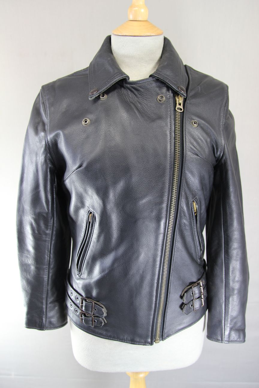 BIKERS PARADISE ELITE PATROL RETRO 1970'S PUNK ROCK STYLE LEATHER JACKET SIZE 10