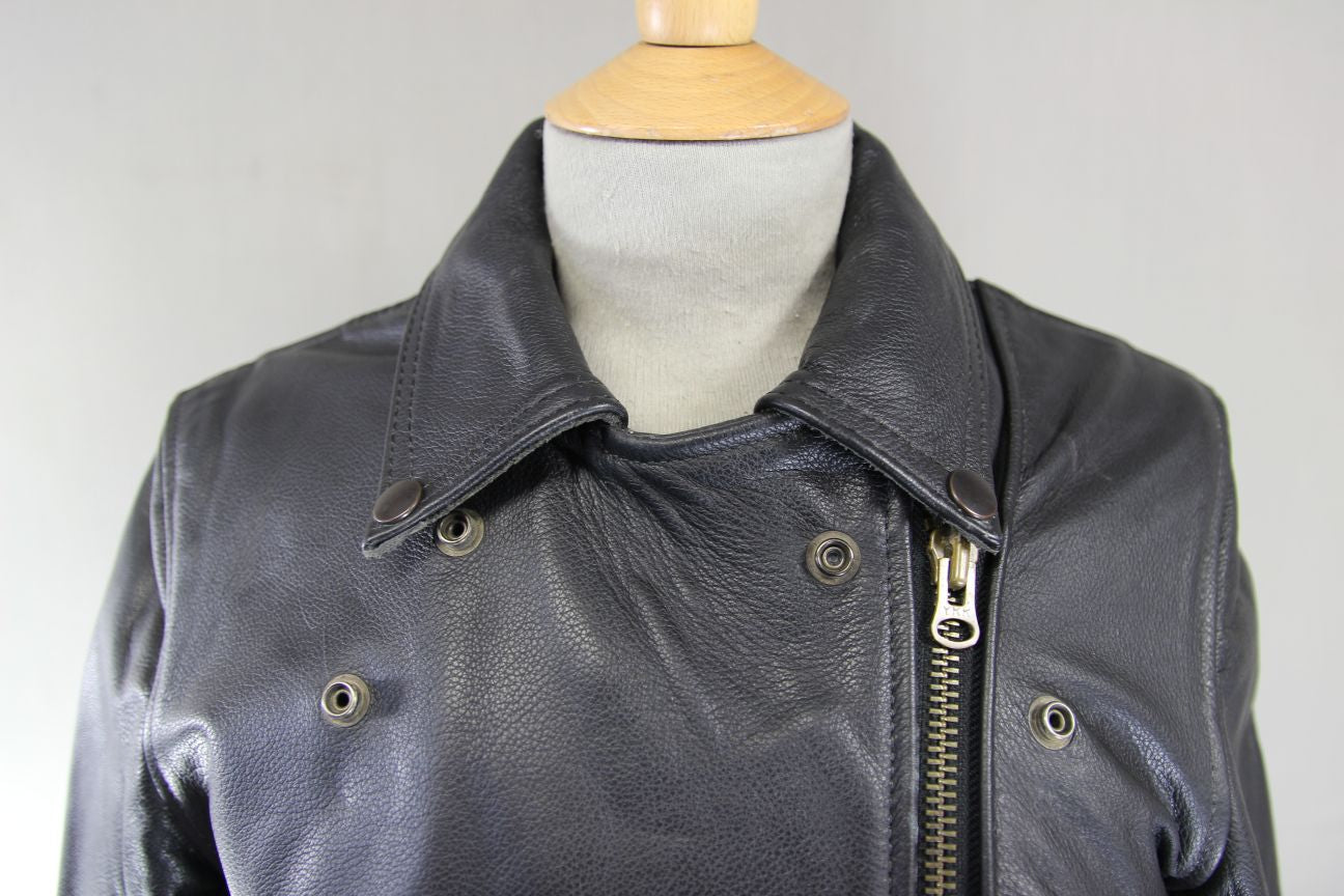 BIKERS PARADISE ELITE PATROL RETRO 1970'S PUNK ROCK STYLE LEATHER JACKET SIZE 10