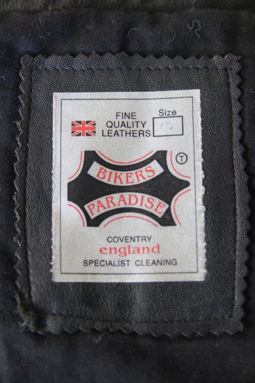 BIKERS PARADISE ELITE PATROL RETRO 1970'S PUNK ROCK STYLE LEATHER JACKET SIZE 10