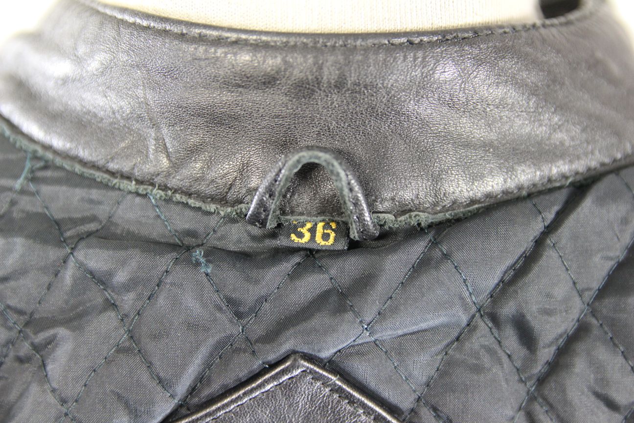 VINTAGE KRAWEHL BLACK, RED & WHITE LEATHER BIKER JACKET 30-32 INCH