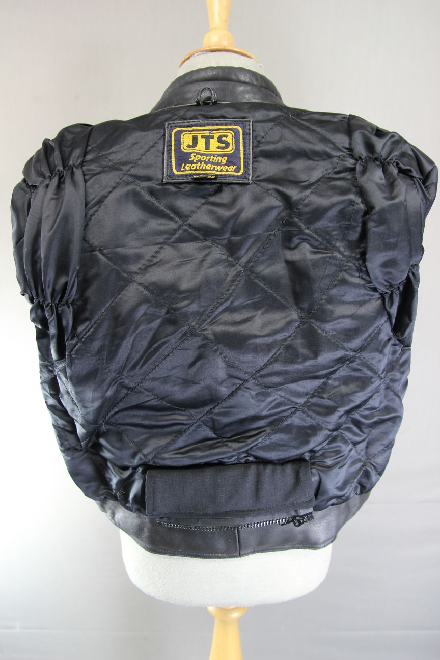 CLASSIC JTS BLACK LEATHER BIKER JACKET: UK SIZE 10/US SIZE XS/EUROPEAN SIZE 34