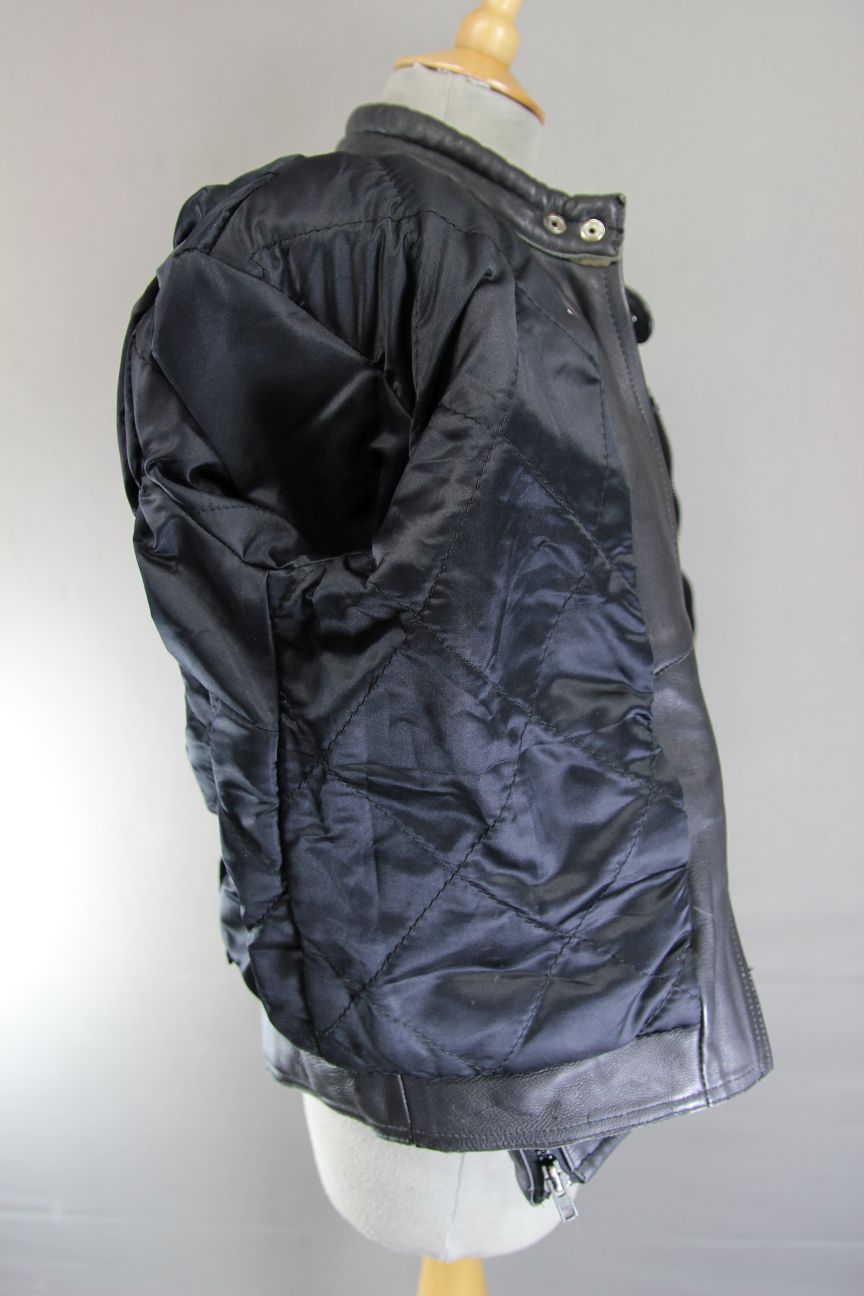 CLASSIC JTS BLACK LEATHER BIKER JACKET: UK SIZE 10/US SIZE XS/EUROPEAN SIZE 34