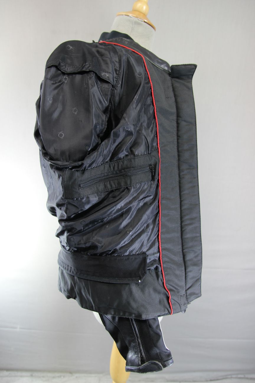 HEIN GERICKE BLACK & WHITE LEATHER & TEXTILE BIKER JACKET WITH CE ARMOUR SIZE 14