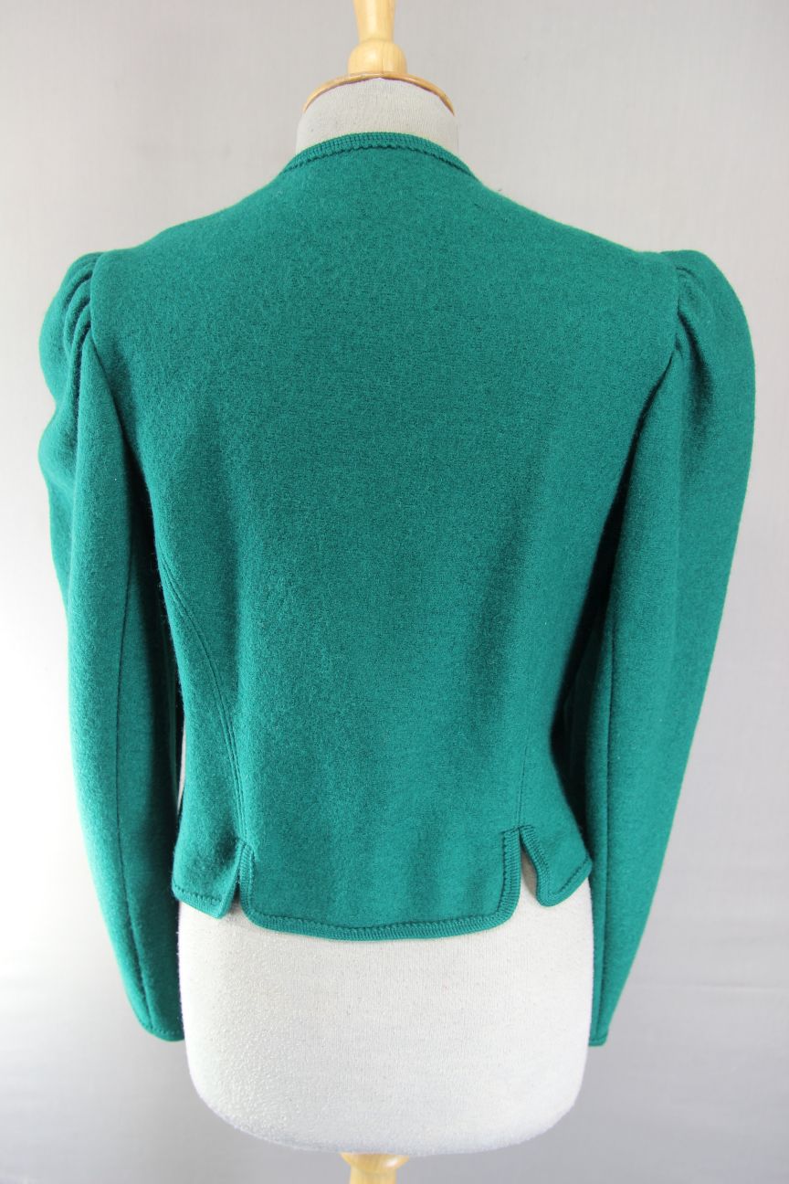 GIESSWEIN LADIES VINTAGE PURE WOOL GREEN & BLUE JACKET/TOP SIZE 12/34 INCH CHEST