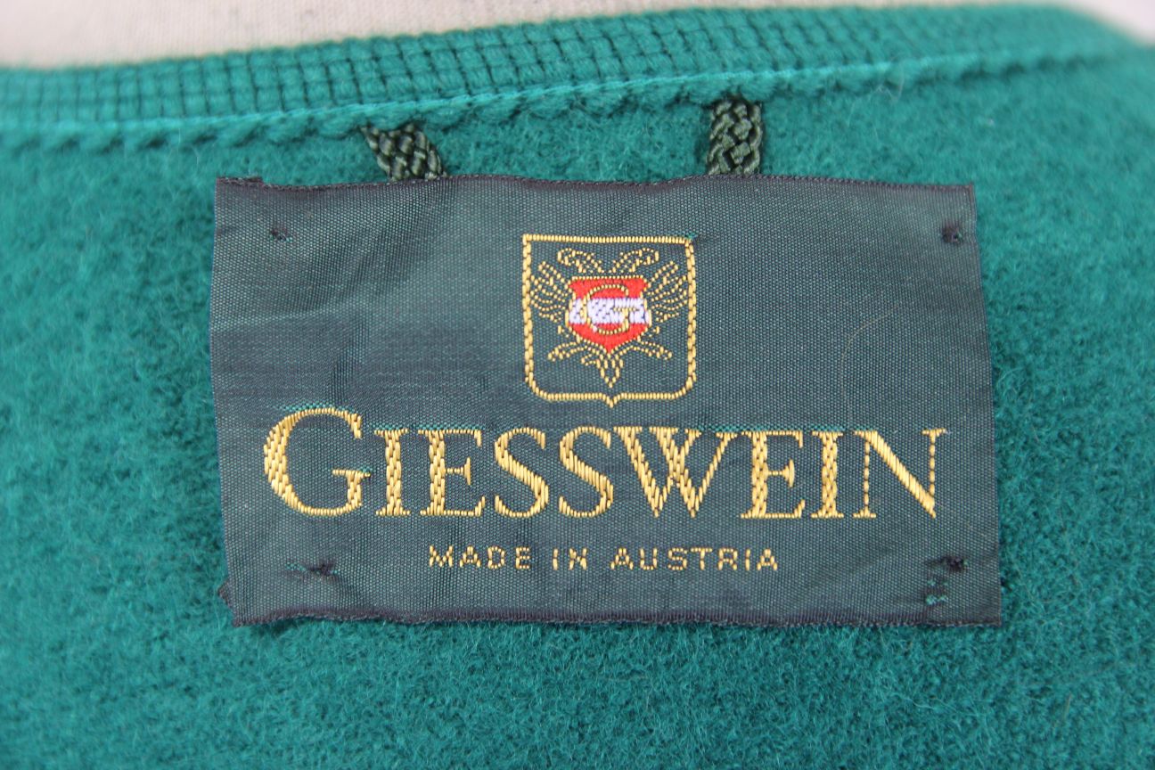 GIESSWEIN LADIES VINTAGE PURE WOOL GREEN & BLUE JACKET/TOP SIZE 12/34 INCH CHEST