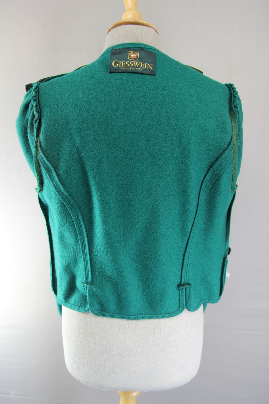 GIESSWEIN LADIES VINTAGE PURE WOOL GREEN & BLUE JACKET/TOP SIZE 12/34 INCH CHEST