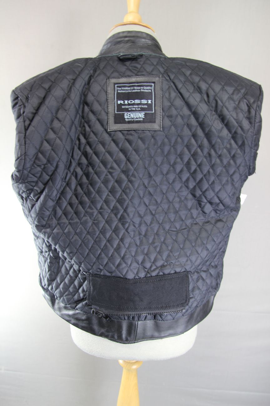RIOSSI BRITISH DESIGNED & STYLED BLACK COWHIDE LEATHER BIKER JACKET: SIZE 18