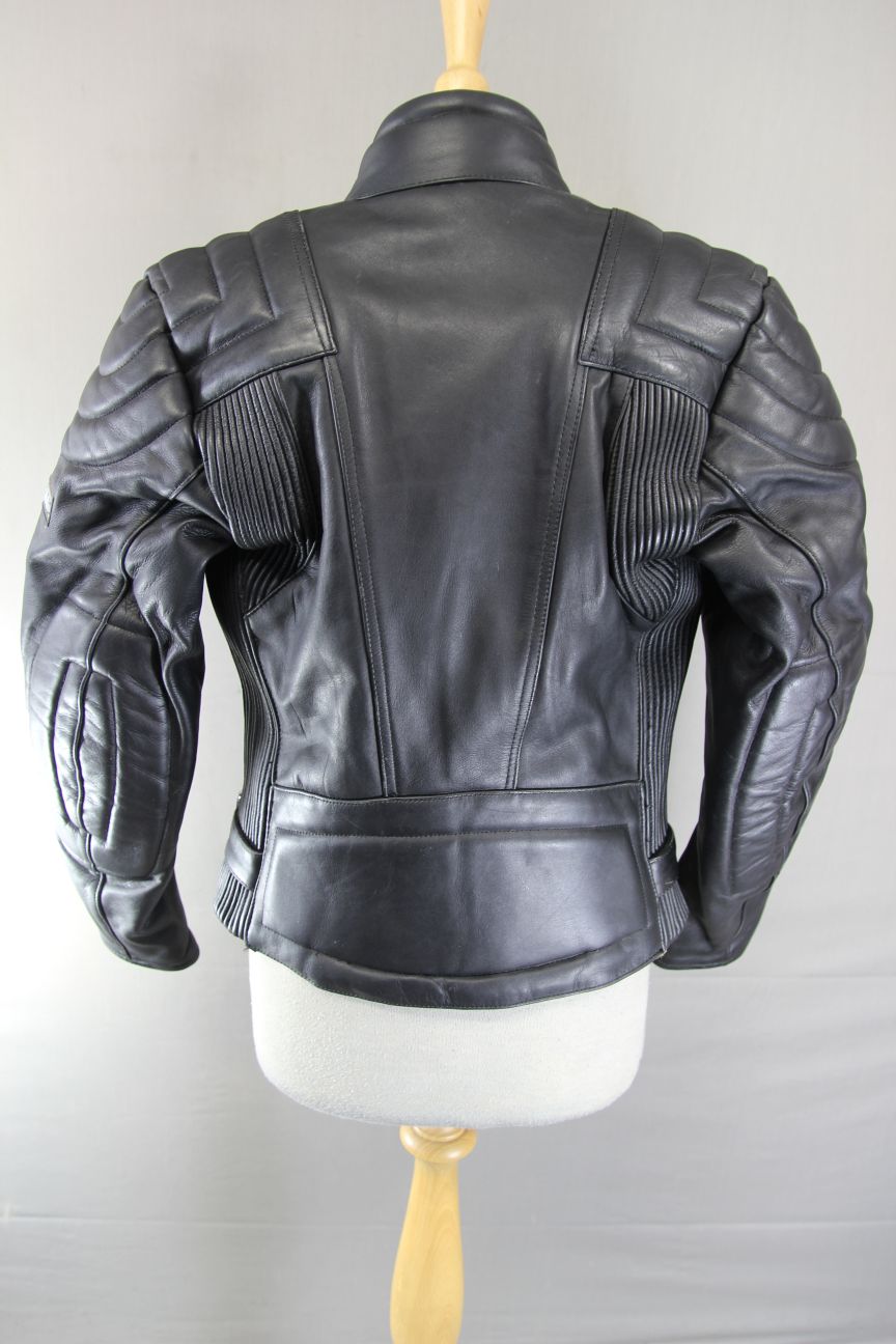 ASHMAN CLASSIC BLACK COWHIDE LEATHER BIKER JACKET: SIZE 10
