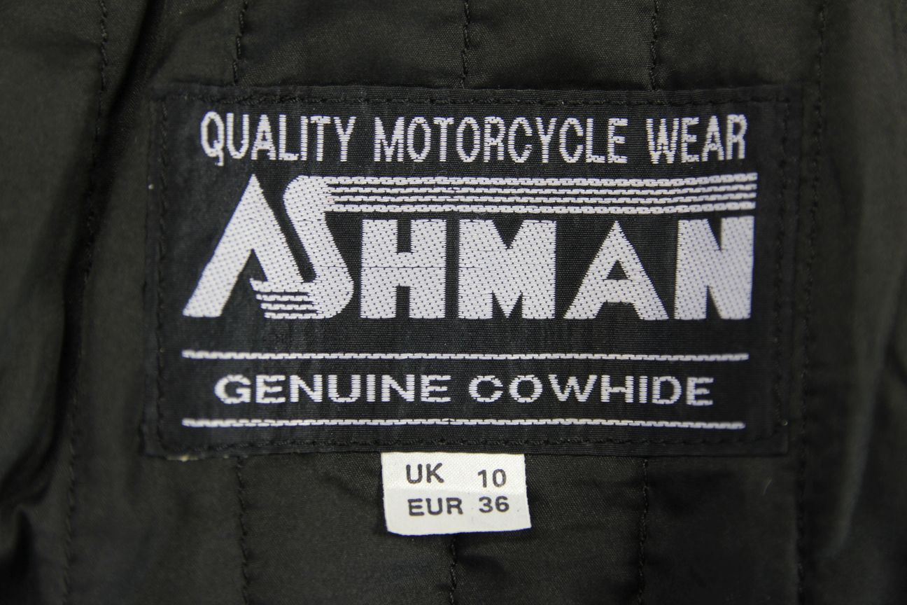 ASHMAN CLASSIC BLACK COWHIDE LEATHER BIKER JACKET: SIZE 10
