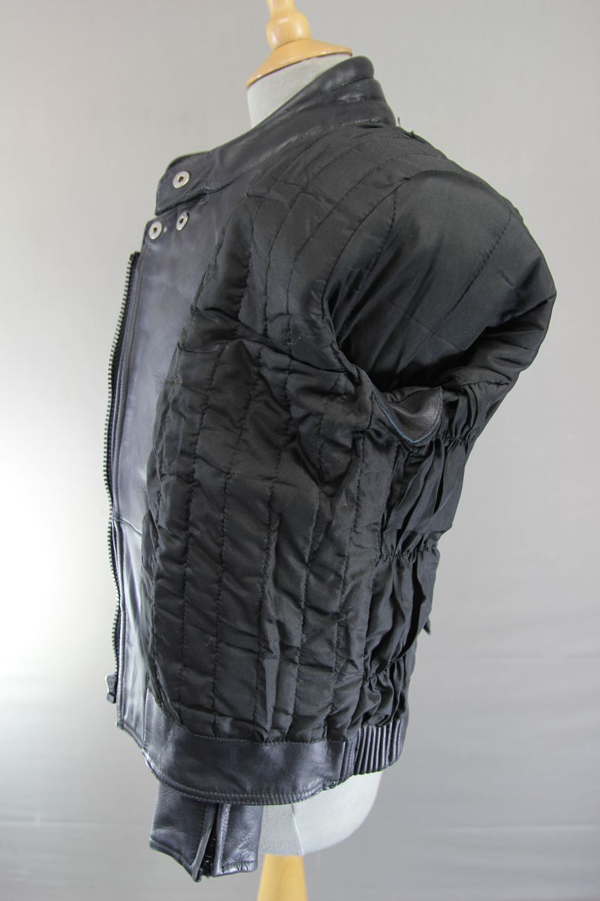 ASHMAN CLASSIC BLACK COWHIDE LEATHER BIKER JACKET: SIZE 10